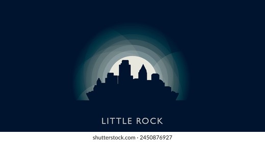 USA United States Little Rock cityscape skyline city panorama vector flat modern banner illustration. US Arkansas state emblem idea with landmarks and building silhouette at sunrise sunset night