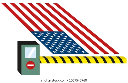 USA  United States puts toll puts custom on goods and closes borders for immigrants isolated vector illustration