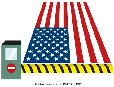 USA United States puts toll puts custom on goods and closes borders for immigrants isolated vector clipart illustration 