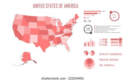 USA US Map Infographic Elements And Basic Information