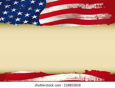 USA used flag. An american grunge flag with a large frame for your message. Ideal to use for a screen