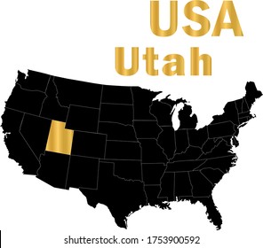 USA Utah golden outline map