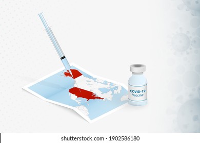 USA Vaccination, Injection with COVID-19 vaccine in Map of USA. Vaccination Concept Illustration.