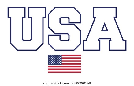 USA Varsity Outline. Classic Stars And Stripes Design
