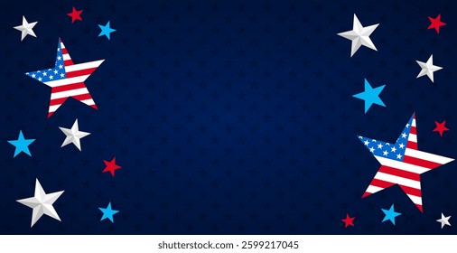 USA vector banner background. Graphic design with patriotic stars and USA flag color elements.