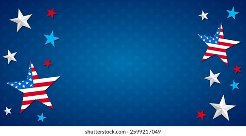 USA vector banner background. Graphic design with patriotic stars and USA flag color elements.