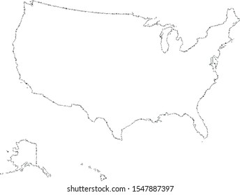 USA vector dotted blank map