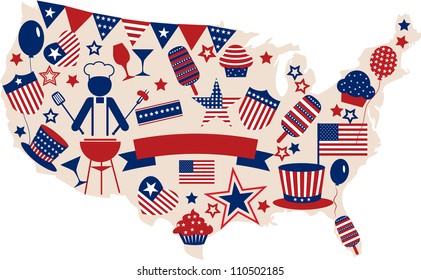 USA vector icons for american independence day , illustration