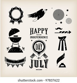 USA vector icons for american independence day