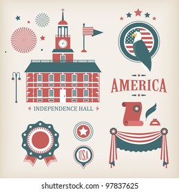 USA vector icons for independence day ( good for infographic and charts)