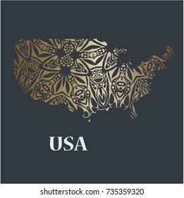 USA - Vector Illustration with hand drawn decor