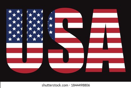 USA vector lettering symbol.USA flag icon.