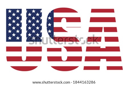 USA vector lettering symbol.USA flag icon.
