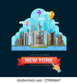 USA vector logo design template. New York city or travel, journey icon.