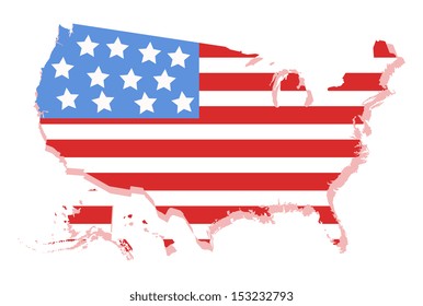 USA Vector Map with America's Flag design