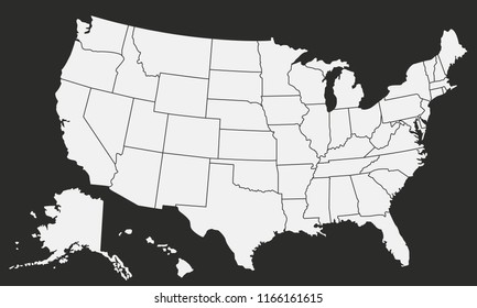 USA Vector map isolated on black background.