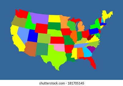 Usa Vector Map Separated Countries Different Stock Vector (Royalty Free ...