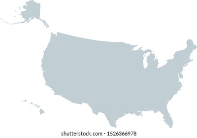 The USA vector map silhouette isolated on white background