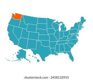USA vector map with Washington map prominent.