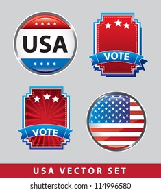 usa vector set with flag and tags vector illustration