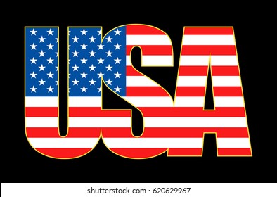 USA vector symbol on black background .USA flag icon. Vector illustration