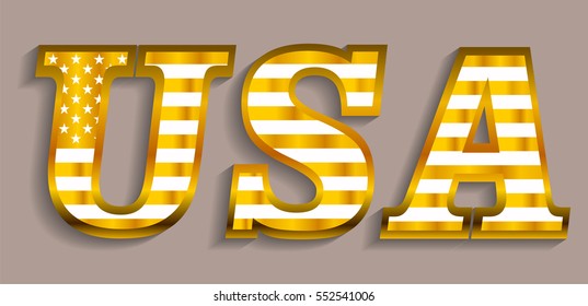 USA vector symbol.Golden USA icon.