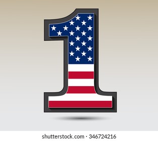 USA vector symbol.Number one with USA flag.