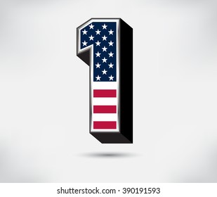 USA vector symbol.Number one with USA flag.