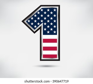 USA vector symbol.Number one with USA flag.