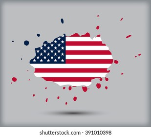 USA vector symbol.Splash with USA flag.