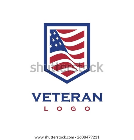 usa veteran logo design vector template with flag	