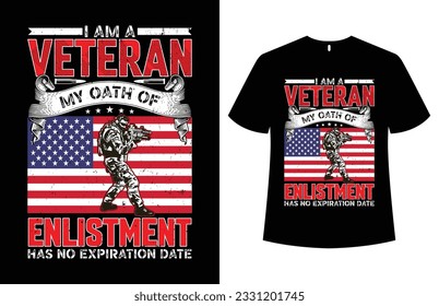 USA Veteran T-shirt design Template Image.