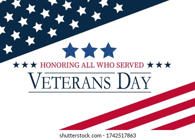 USA Veterans Day background. Template for horizontal banner. Vector illustration