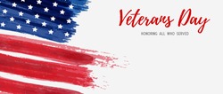 USA Veterans Tageshintergrund. Abstrakte, Farbige Vektorgrafik-farbige Fahne Mit Text. Vorlage Für Horizontales Banner.