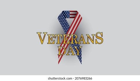 USA Veterans day background. Vector abstract grunge brushed flag and space for text. Honoring Veterans Logo Ribbon.
