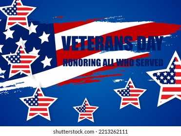 Antecedentes en el día de los Veteranos de Estados Unidos. El indicador de pinceles de grifo abstracto vectorial con texto. Ilustración de plantilla. Colocar el texto.