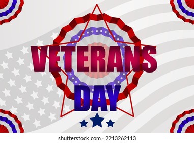 USA Veterans day background. Vector abstract grunge brushes flag with text. Template illustration. Place for text.