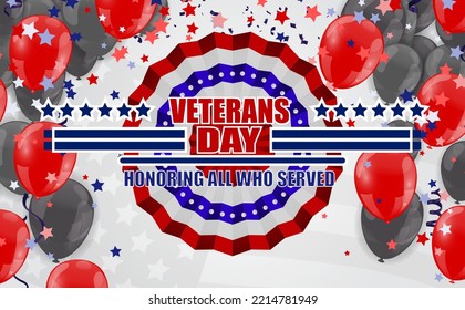 USA Veterans Tageshintergrund. Abstrakte Vektorgrafik-Grunge bürstet Fahne mit Text. Vorlagengrafik. Platz für Text.