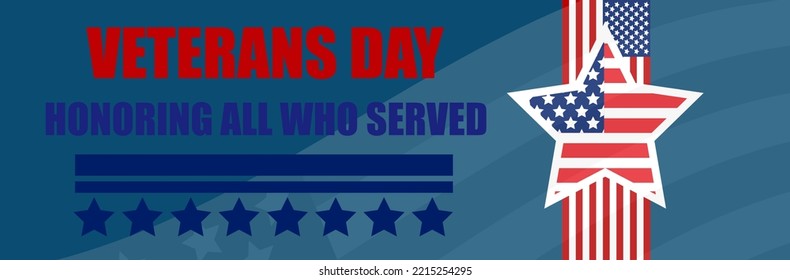USA Veterans day background. Vector abstract grunge brushes flag with text. Template illustration. Place for text.