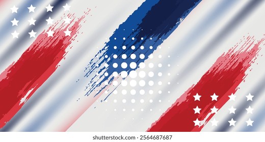 USA Veterans day background. Vector abstract grunge brushed flag with text. Template for horizontal banner.