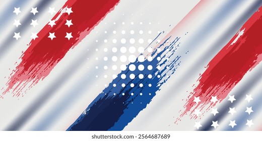 USA Veterans day background. Vector abstract grunge brushed flag with text. Template for horizontal banner.