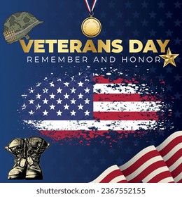USA veterans day greeting card vector template