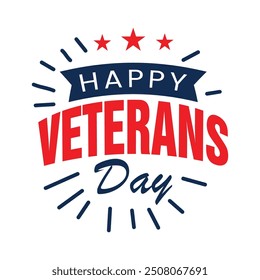 USA Veterans Day greeting card with United States national flag colors red and blue. Veterans Day USA Background. Honoring all who served.