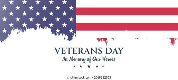USA Veterans day horizontal banner template design. Usable for banner, cover, header, background, and web. Editable vector design.