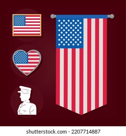 Usa Veterans Day Icon Collection Design