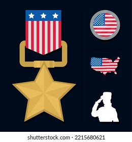 Usa Veterans Day Icon Set
