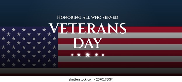 USA Veterans Day November 11 banner template design. Honoring all who served.