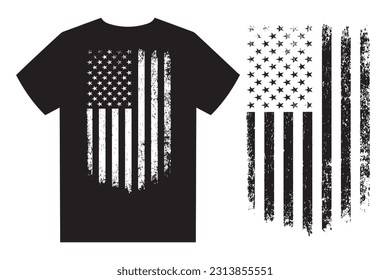 USA Vintage Distressed Flag T Shirt Design