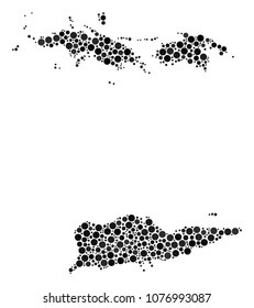 USA Virgin Islands Map collage of circle elements in various sizes. Random filled circles are composed into USA Virgin Islands Map collage. Vector geographical map vector illustration.