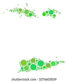 USA Virgin Islands Map composition of random dots in different sizes and ecological green color hues. Vector dots are grouped into usa virgin islands map collage.